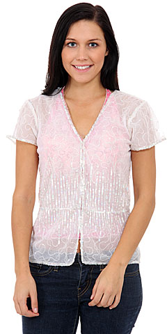 Embellished Waistline Design Hand Beaded/Sequined Top
