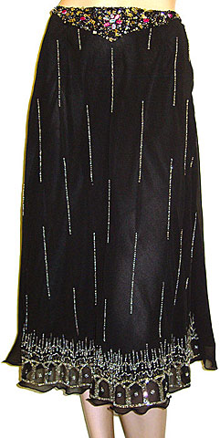 Bead Embellished Tea-Length Skirt
