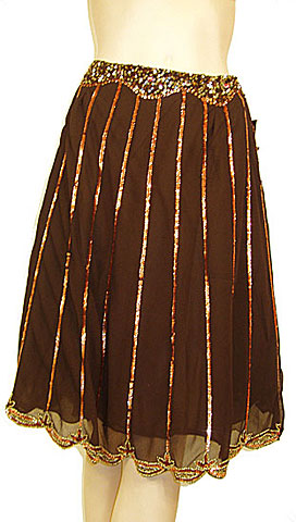 Bead Embellished Knee Length Skirt