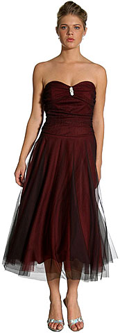 #p012. Off Shoulder Rouched Brooch and Net Formal Dress.