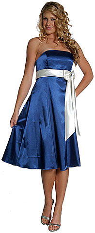 #p060. Strapless Bow & Sash Prom Dress.