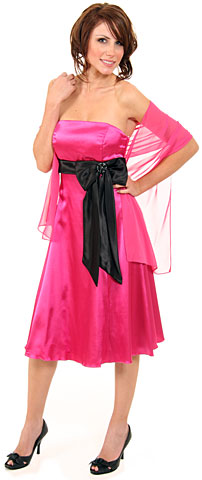 Strapless Two Toned Party Dress With Bow Appliqu. p060f.