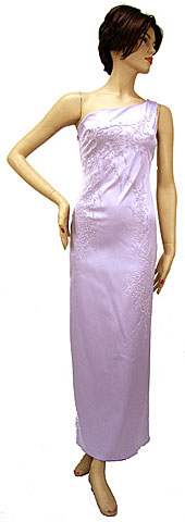 #p1049. Single Shoulder Beaded Formal Dress.