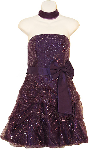 #p707. Strapless Sequin Bubble Party Dress.