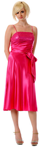 #p7735. Sequin Bodice Spaghetti Formal Party Dress with Side Bow.