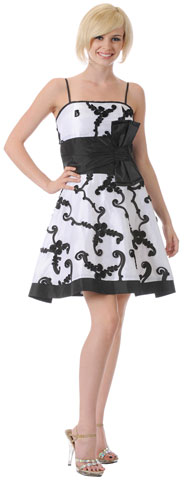 #p7737. Short Embroidered Prom Dress with Side Bow.