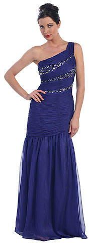 One Shoulder Ruched Bodice Mermaid Prom Dress. p8119.