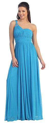 One Shoulder Long Homecoming Dress with Pleated Bodice. p8155.
