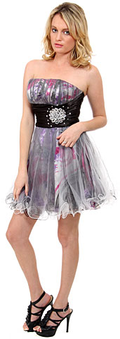 Strapless Short Prom Dress with Floral Design