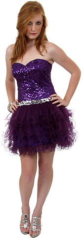 Strapless Sequined Short Prom Dress. p8285s.