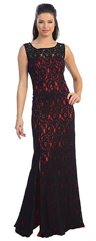 Sleeveless Lace Long Formal Dress with Front Slit. p8481.
