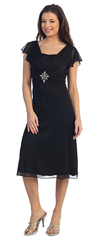 Medium Length Cocktail Dress with Frilly Sleeves