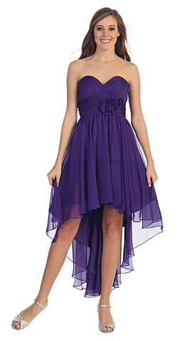 Strapless Floral Accent High Low Bridesmaid Dress . p8570.