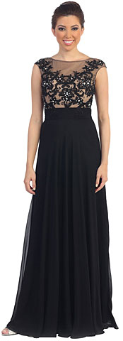Floral Lace Bust Long Formal Prom Dress with Cutout Back