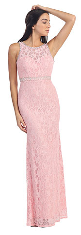 Floral Lace Beaded Long Formal Dress with Cutout. p8943a.