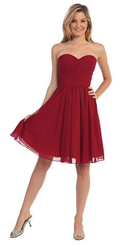 Strapless Pleated Knot Bust Short  Bridesmaid Dress. p8951.