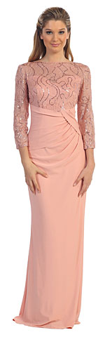 Bateau Neck Sequins Bodice Long Formal MOB Dress
