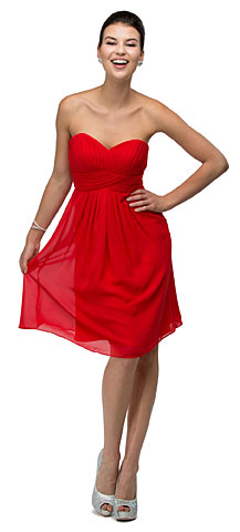 Strapless Pleated Bodice Short Bridesmaid Graduation Dress
