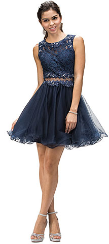 Embroidered Lace Top Baby Doll Short Homecoming Party Dress