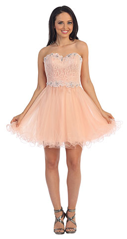 Strapless Lace Bust Short Babydoll Homecoming Party Dress
