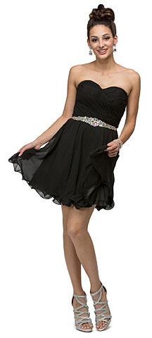 Strapless Ruched Bust Short Homecoming Bridesmaid Dress. p9115.