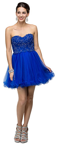 Strapless Beaded Lace Mesh Short Homecoming Party Dress