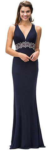 Empire Rhinestones Waist & Back Floor Length Prom Dress