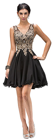 Sleeveless Embroidered Bodice Short Homecoming Party Dress. p9384.