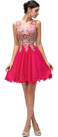 Sleeveless Embroidered Bodice Short Homecoming Party Dress