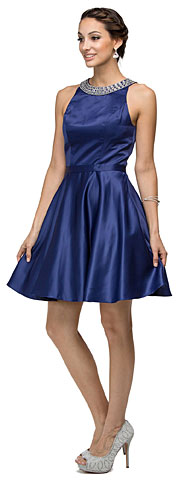 Jeweled Collar Scoop Neck Short Homecoming Party Dress