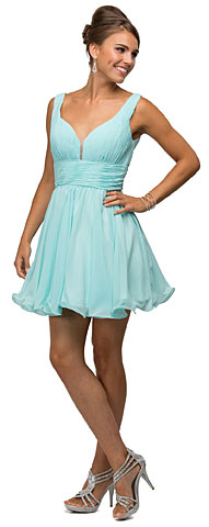 V-Neck Ruched Bodice Short Homecoming Bridesmaid Dress