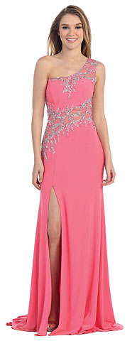 One Shoulder Web Beaded Pattern Long Prom Pageant Dress. pc3272.