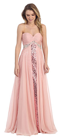 Strapless Sequins Inner Skirt Long Formal Prom Dress. pc5502.