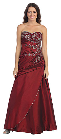 Strapless Asymmetric A-Shape Beaded Long Formal Prom Dress