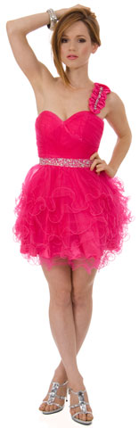 Strapless Mesh Prom Dress with Ruffled Skirt. s5103.