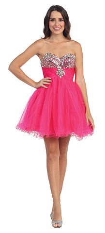 Strapless Sequins Bust Mesh Short Party Prom Dress. s531.
