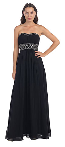 Strapless Beaded Waist Empire Cut Long Formal Dress . s546.