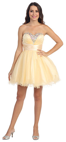Strapless Sequined Bust Short Tulle Prom Party Dress