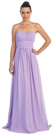 Strapless Shirred Bust Long Formal Bridesmaid Dress. s6011.