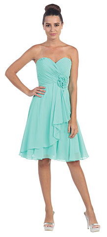 Strapless Floral Accent Short Formal Party Party Dress. s6015-1.