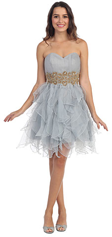 Strapless Layered Skirt Organza Short Party Dress