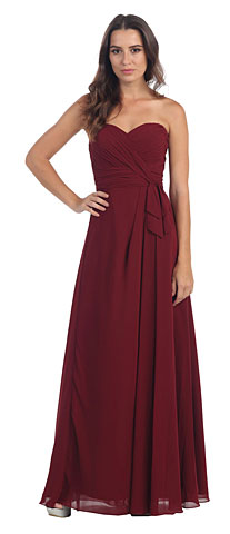 Strapless Pleated Bust Long Formal Bridesmaid Dress. s6023-1.
