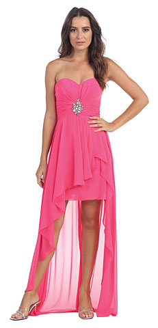 Strapless Hi-Low Overlay Short Formal Party Dress . s6033-1.