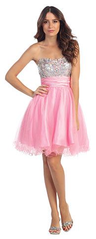 Strapless Sequins Bust Tulle Short Homecoming Homecoming Dress. s6035.