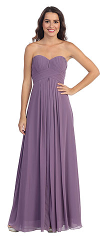 Strapless Pleated Bodice Long Formal Bridesmaid Dress. s6041.