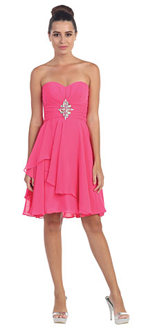 Strapless Ruched Short Formal Bridesmaid Dress. s605-1.