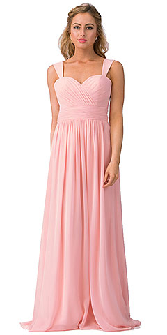 Sweetheart Neck Pleated Bust Long Bridesmaid Dress. s6427.