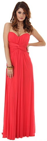 Strapless Twist Knot Waist Ruched Long Bridesmaid Dress