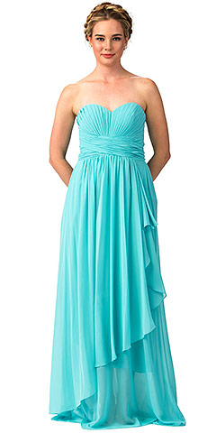 Strapless Pleated & Shirred Bust Long Bridesmaid Dress. sl6074-1.