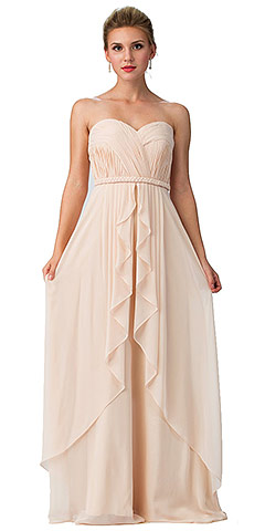 Strapless Shirred Bust Ruffled Skirt Long Bridesmaid Dress. sl6195.